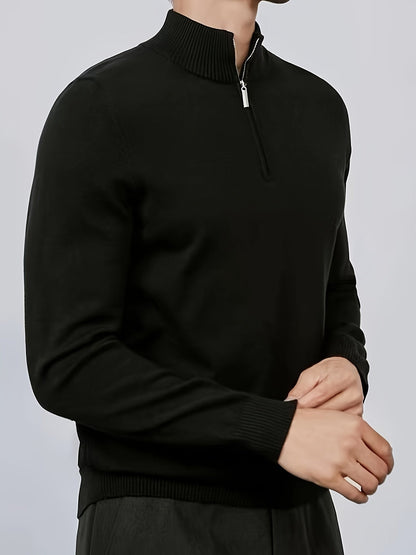 Casual half-zip sweater with high collar for men | Dorian