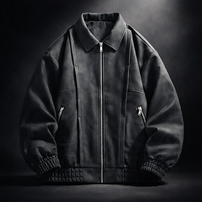 Klint | Men's Oversized Suede Look Bomber Jacket with Zip Pockets