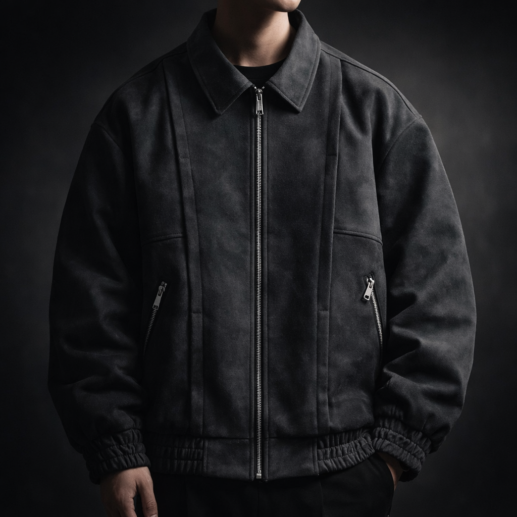 Klint | Men's Oversized Suede Look Bomber Jacket with Zip Pockets