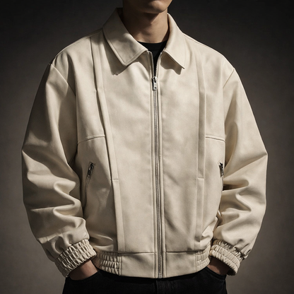 Klint | Men's Oversized Suede Look Bomber Jacket with Zip Pockets