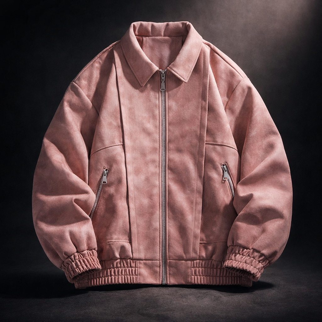 Klint | Men's Oversized Suede Look Bomber Jacket with Zip Pockets