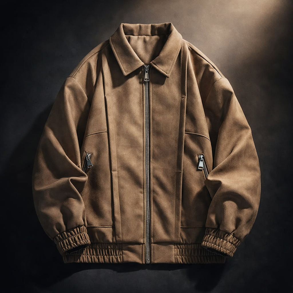 Klint | Men's Oversized Suede Look Bomber Jacket with Zip Pockets