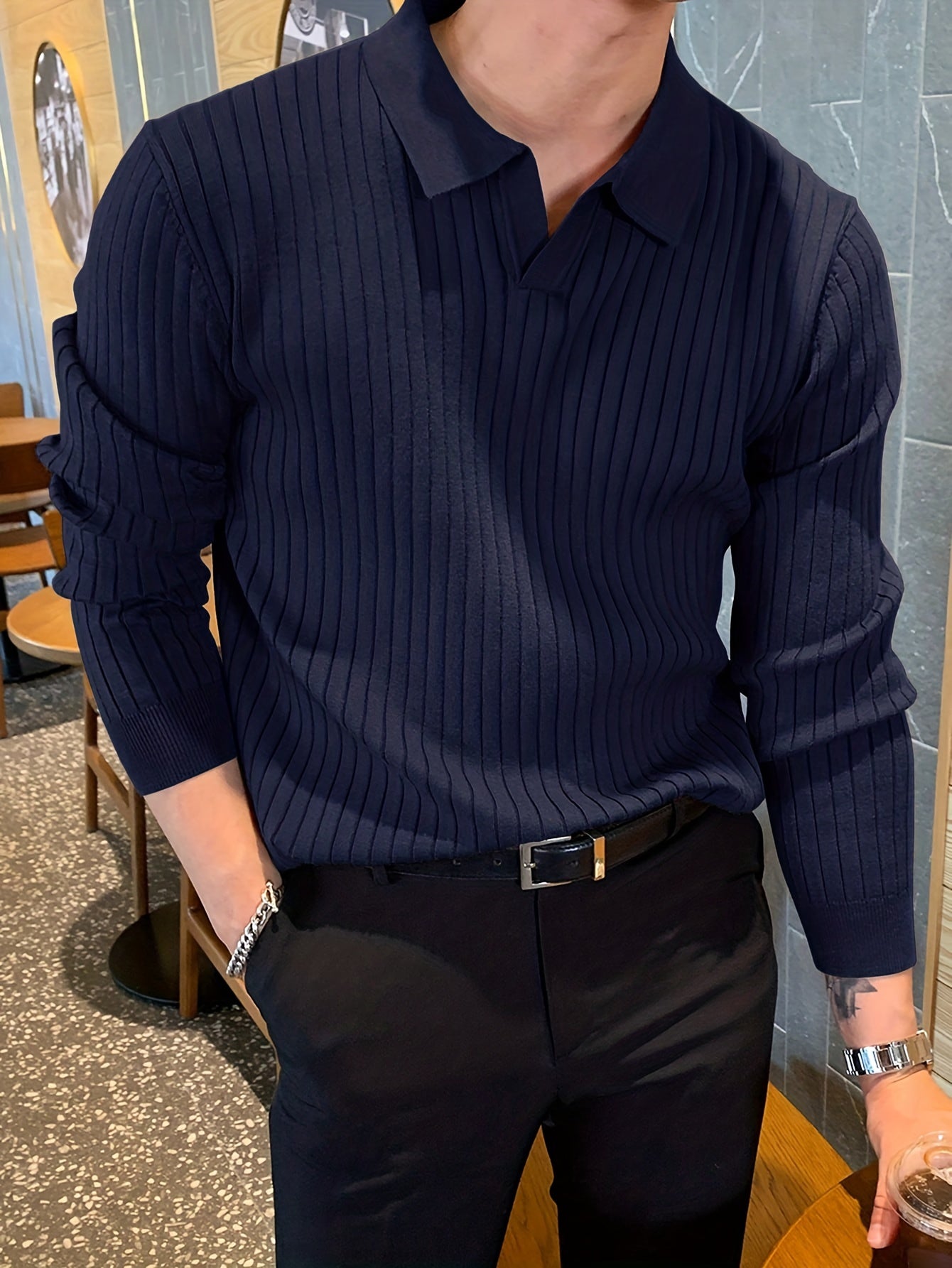 Classic V-neck knit everyday jumper for men