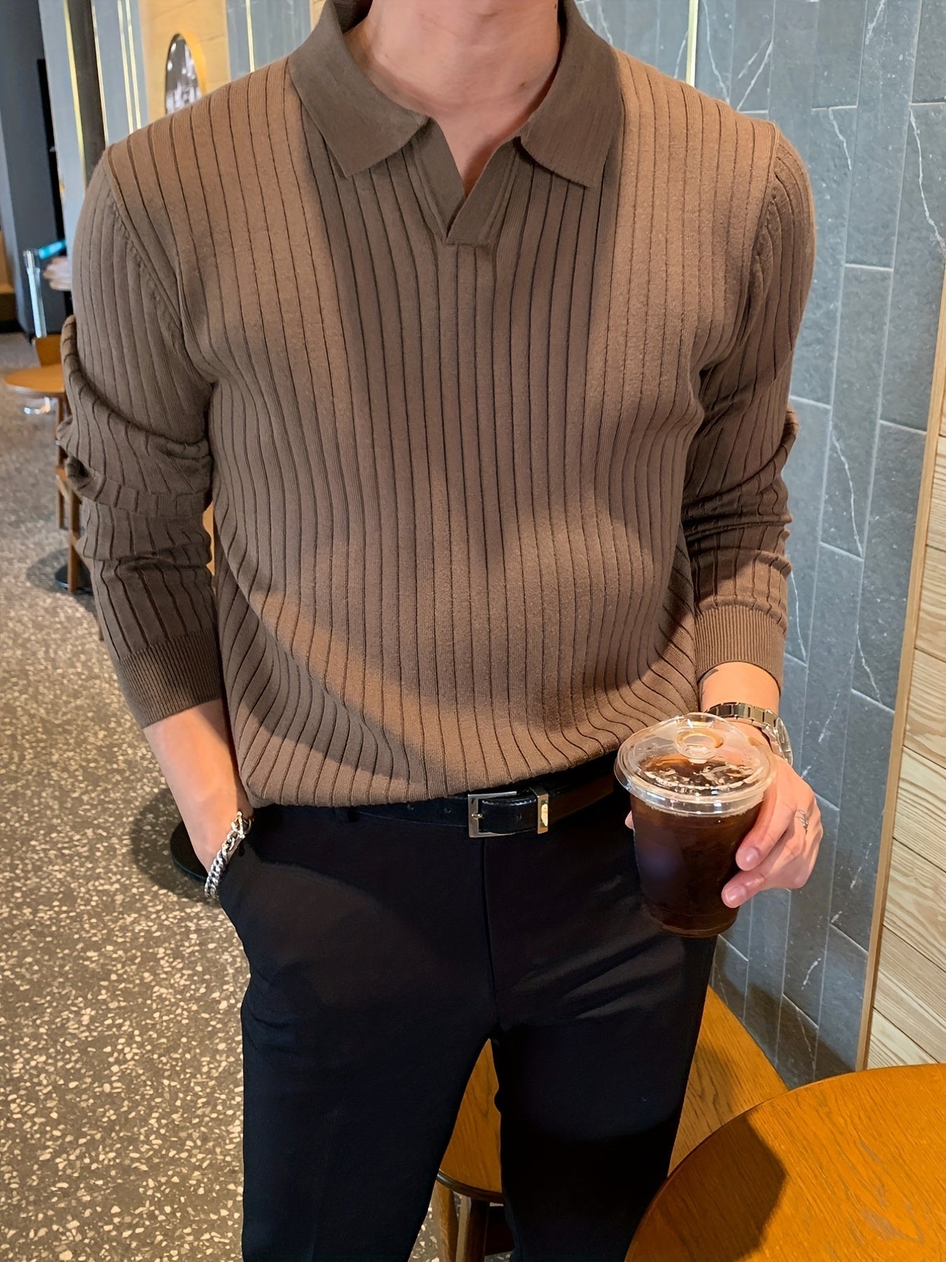 Classic V-neck knit everyday jumper for men | Callum
