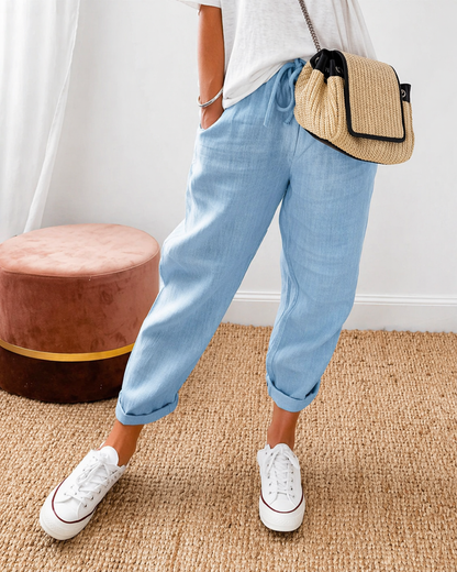 Relaxed cotton linen comfortable trousers for women | Lianne