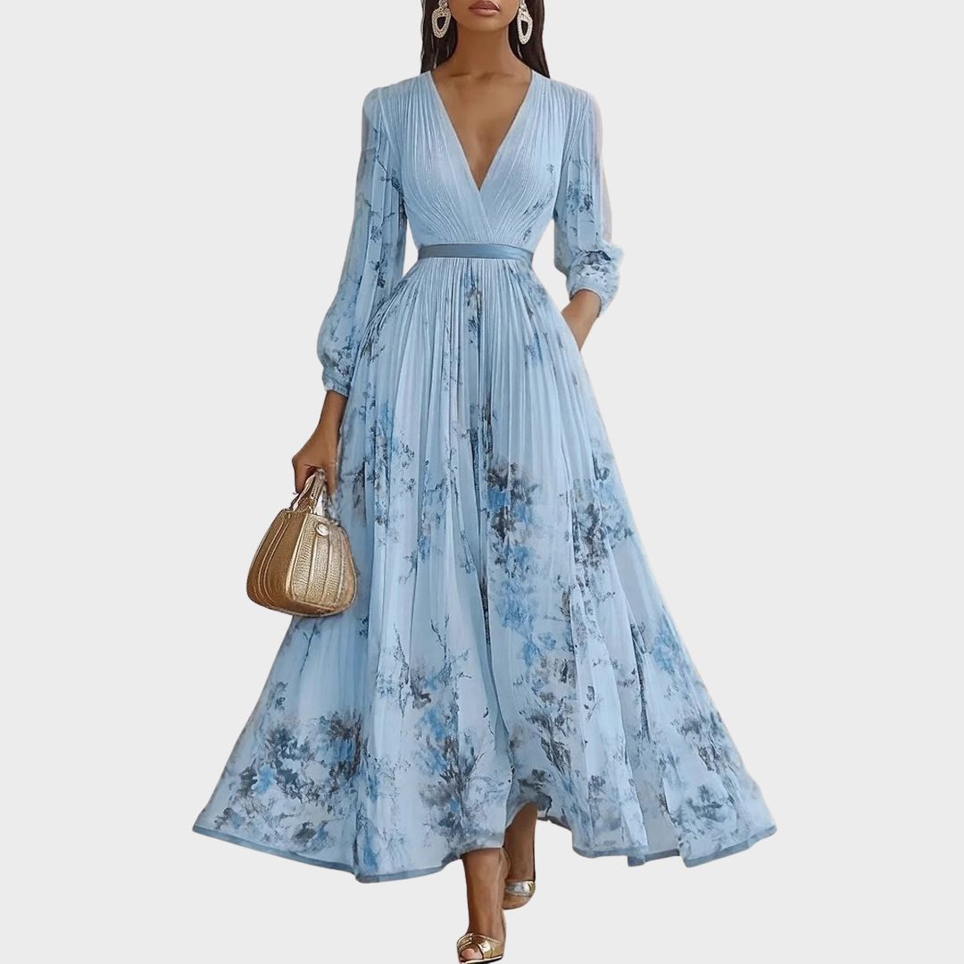 Elegant pleated everyday maxi dress for women | Rowella