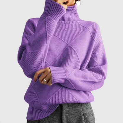 Rosalind | Women's Diamond Quilted Turtleneck Sweater