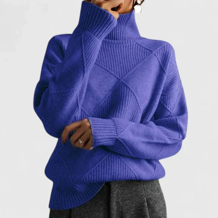 Rosalind | Women's Diamond Quilted Turtleneck Sweater