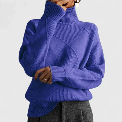 Rosalind | Women's Diamond Quilted Turtleneck Sweater