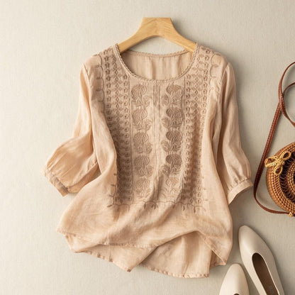 Flowing embroidered blouse for women | Celeste