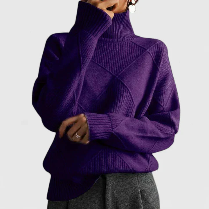 Rosalind | Women's Diamond Quilted Turtleneck Sweater