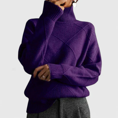 Rosalind | Women's Diamond Quilted Turtleneck Sweater