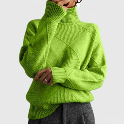 Rosalind | Women's Diamond Quilted Turtleneck Sweater