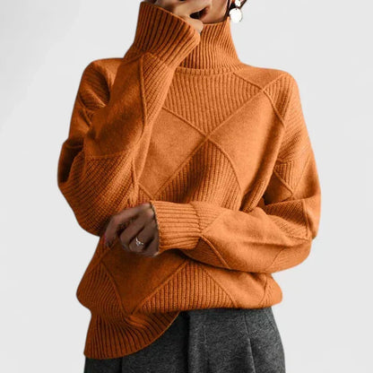 Rosalind | Women's Diamond Quilted Turtleneck Sweater