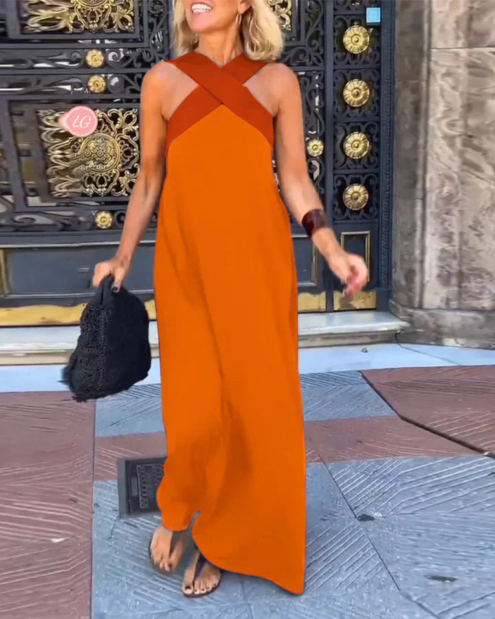 Elegant crossover-cut everyday dress for women | Miranda