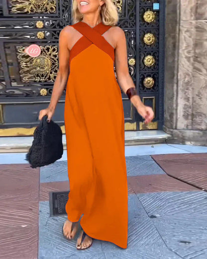 Elegant crossed-cut everyday dress for women | Delphine