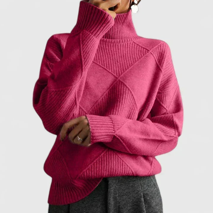 Rosalind | Women's Diamond Quilted Turtleneck Sweater