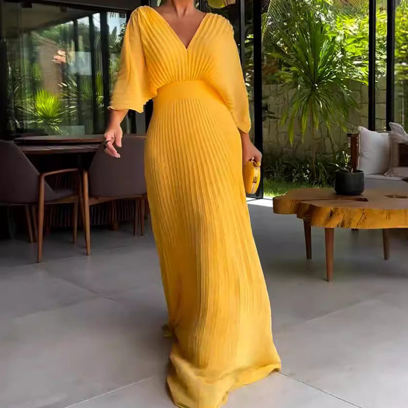 Floating ribbed elegant maxi dress for women | Ria