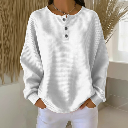 Gladys | Women's Waffle Knit Button Front Sweatshirt