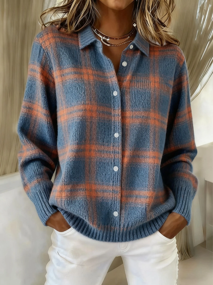 Maisha | Women's Checked Knit Button Front Cardigan
