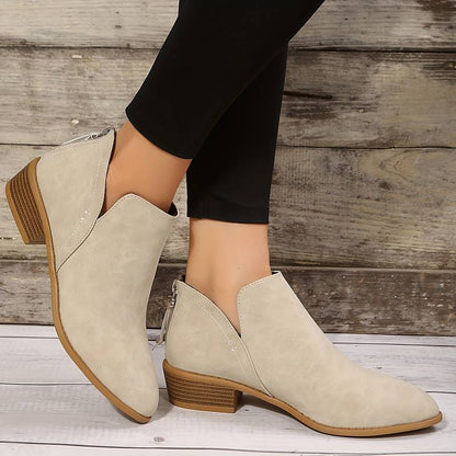 Monreve | Women's Suede Look Ankle Boot with Zipper