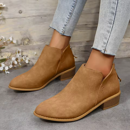 Monreve | Women's Suede Look Ankle Boot with Zipper