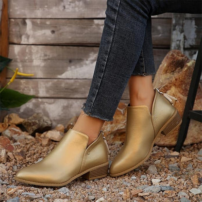 Monreve | Women's Suede Look Ankle Boot with Zipper