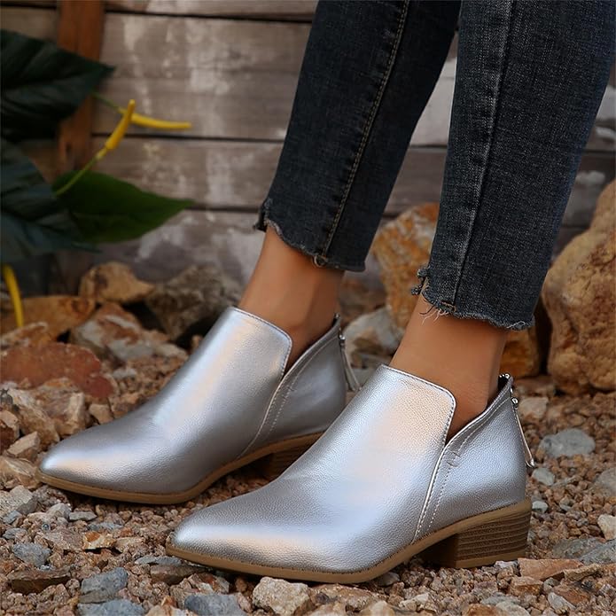 Monreve | Women's Suede Look Ankle Boot with Zipper