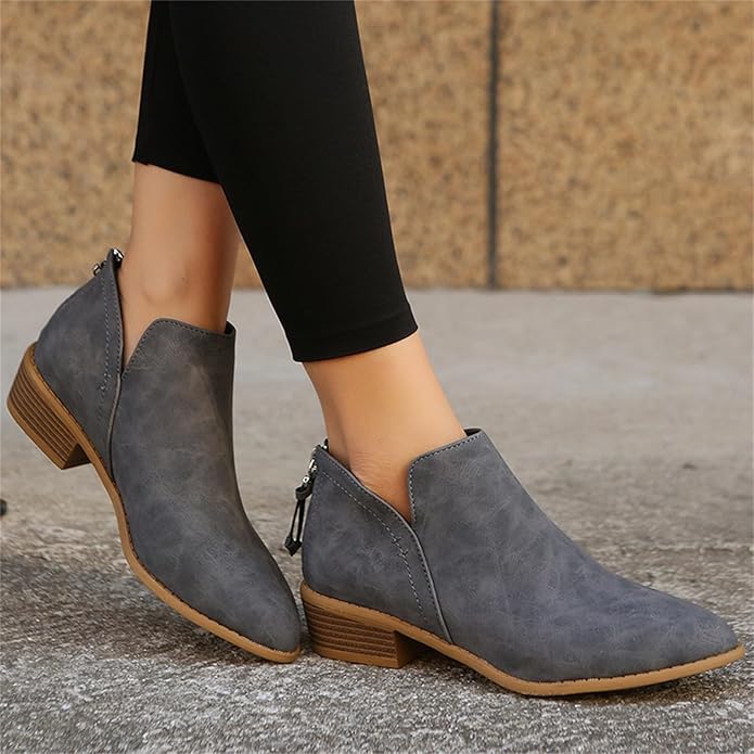 Monreve | Women's Suede Look Ankle Boot with Zipper