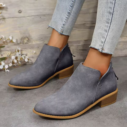 Monreve | Women's Suede Look Ankle Boot with Zipper