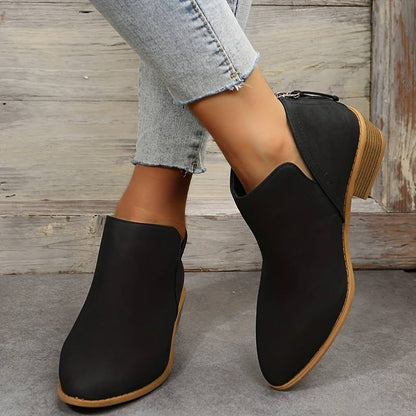 Monreve | Women's Suede Look Ankle Boot with Zipper