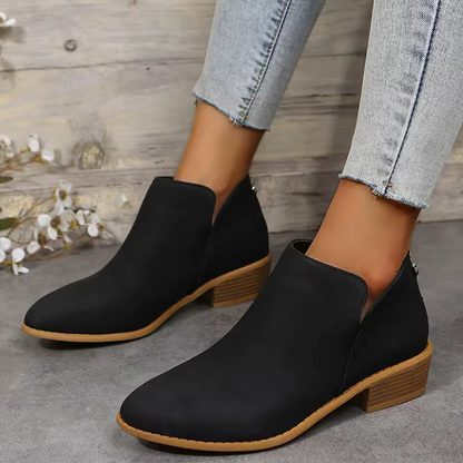 Monreve | Women's Suede Look Ankle Boot with Zipper