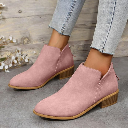 Monreve | Women's Suede Look Ankle Boot with Zipper