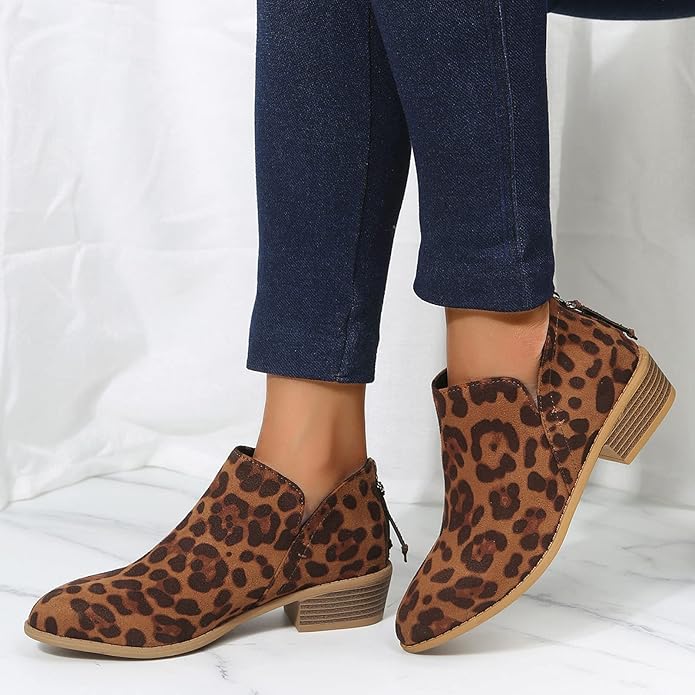 Monreve | Women's Suede Look Ankle Boot with Zipper