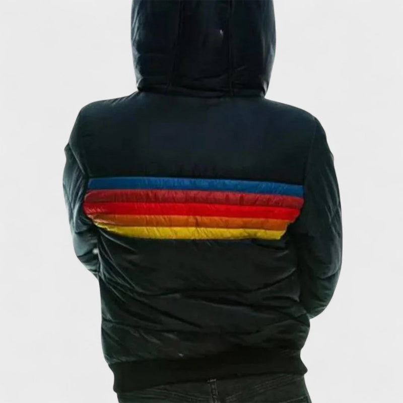 Retro Colorblock Hooded Jacket for Women | Celestine