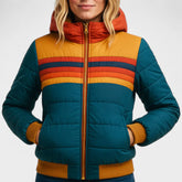 Retro Colorblock Hooded Jacket for Women | Celestine