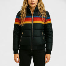 Retro Colorblock Hooded Jacket for Women | Celestine