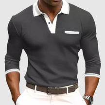 Smart long-sleeve contrast-trim shirt for men | Lucien