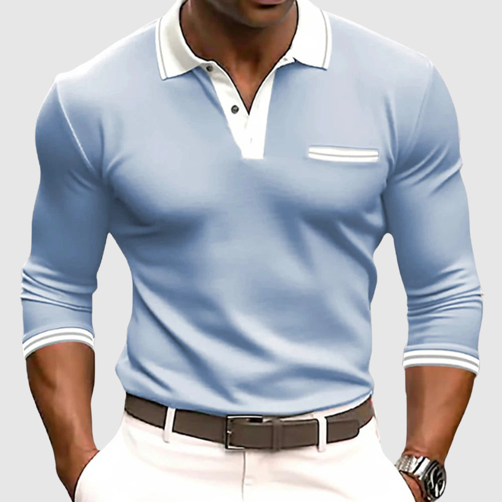 Smart long-sleeve contrast-trim shirt for men | Lucien