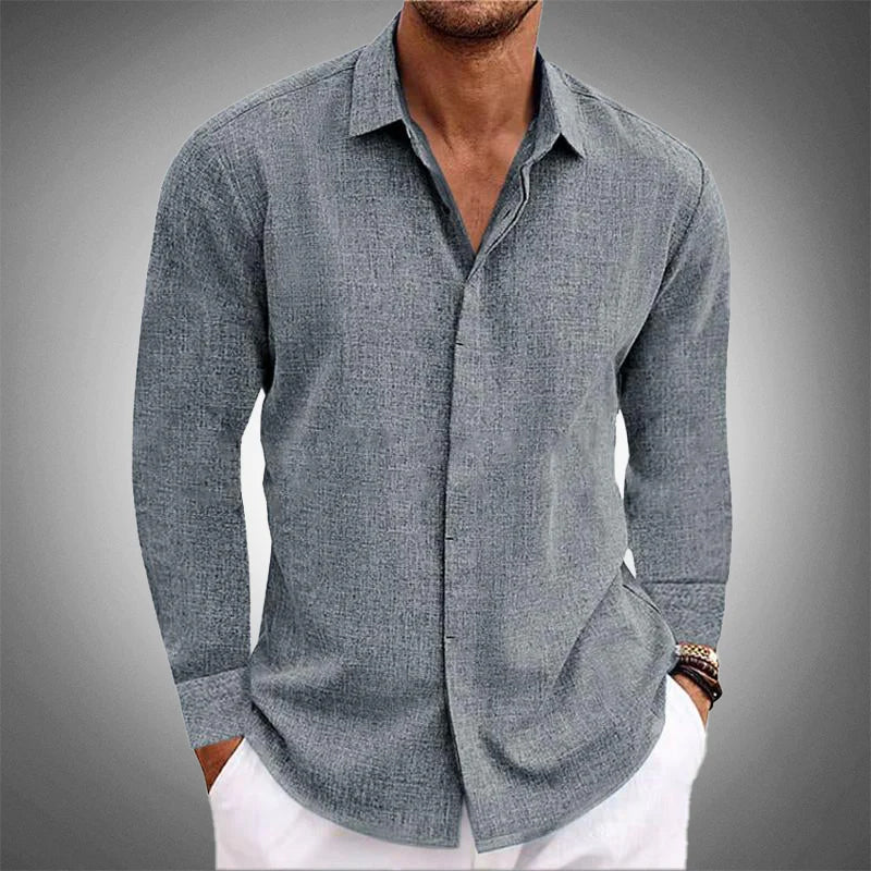 Refined long-sleeve button shirt for men | Elias