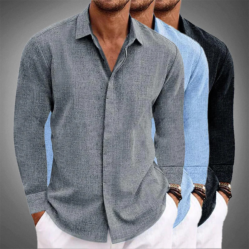 Refined long-sleeve button shirt for men | Elias
