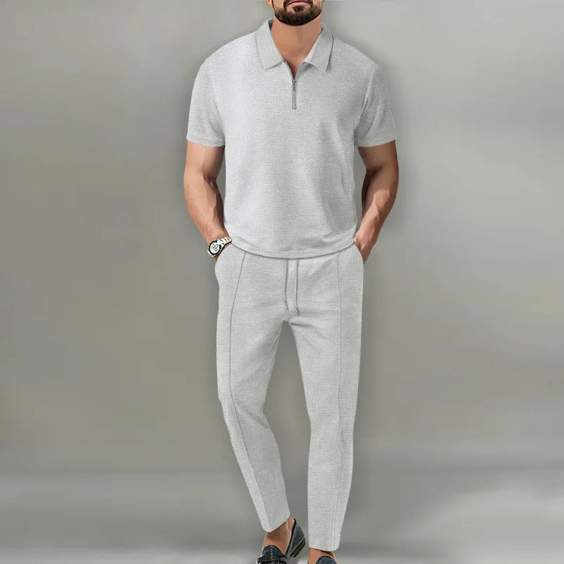Relaxed two-piece casual set with zip collar for men | Milan