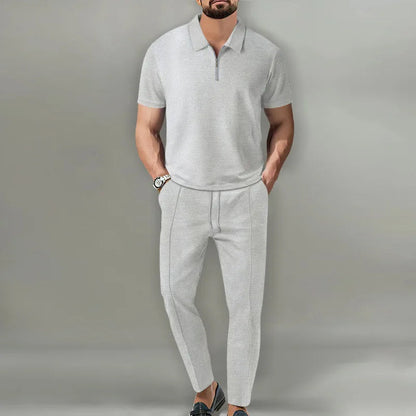 Relaxed two-piece casual set with zip collar for men | Milan