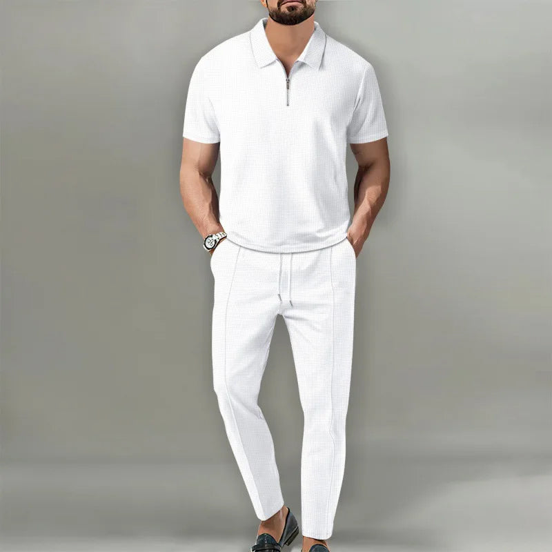 Relaxed two-piece casual set with zip collar for men | Milan