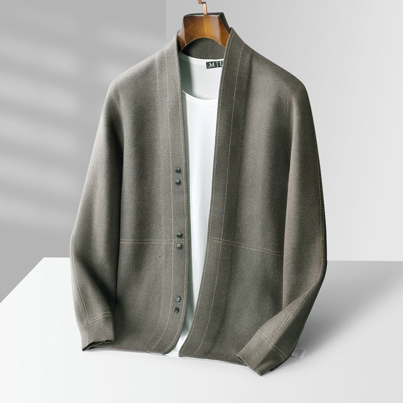 Plaid knit cardigan for men | Calder