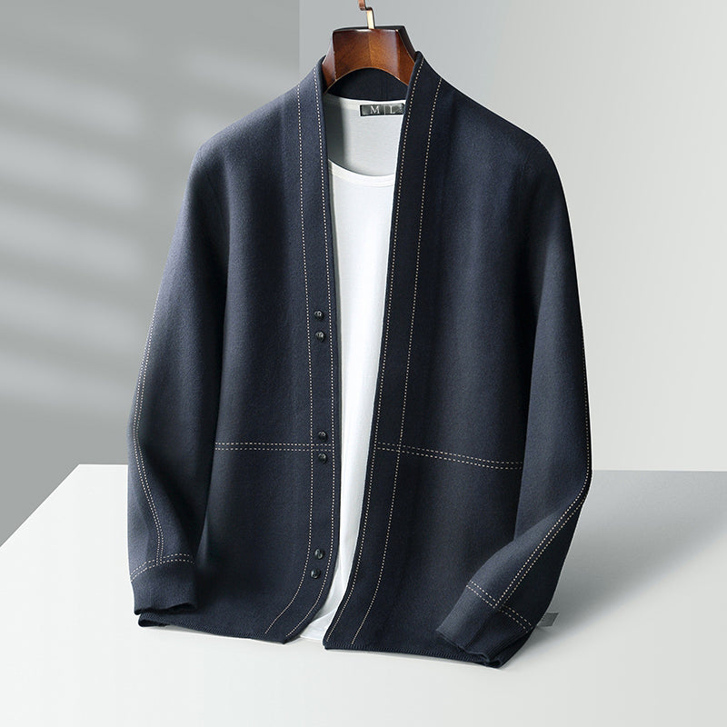 Plaid knit cardigan for men | Calder