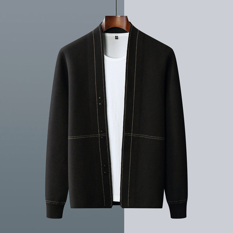 Plaid knit cardigan for men | Calder