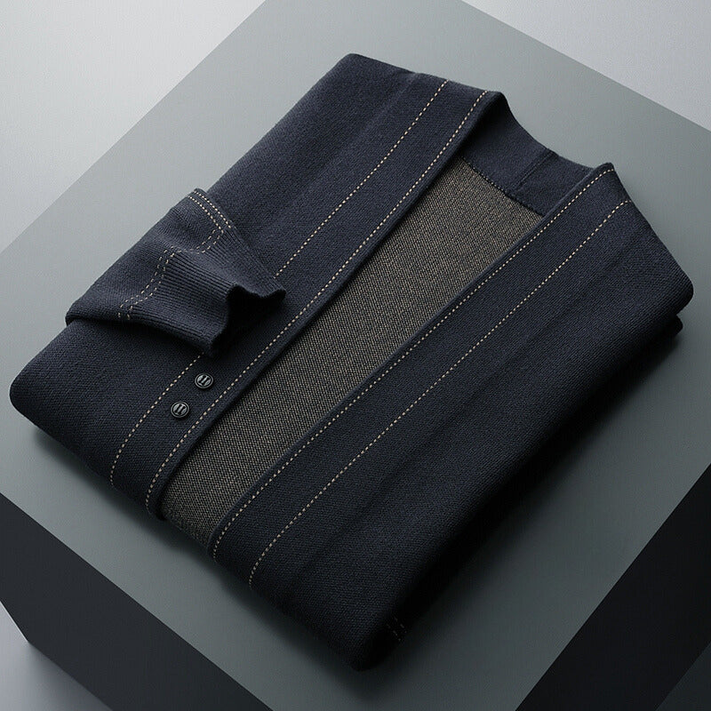 Plaid knit cardigan for men | Calder