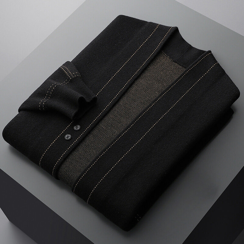 Plaid knit cardigan for men | Calder