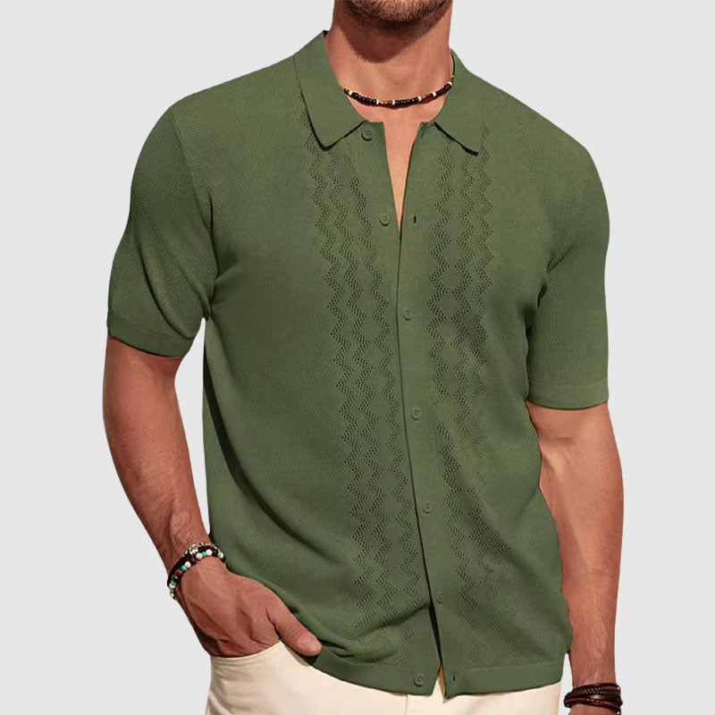 Elegant Short Sleeve Knitted Shirt for Men | Eliano